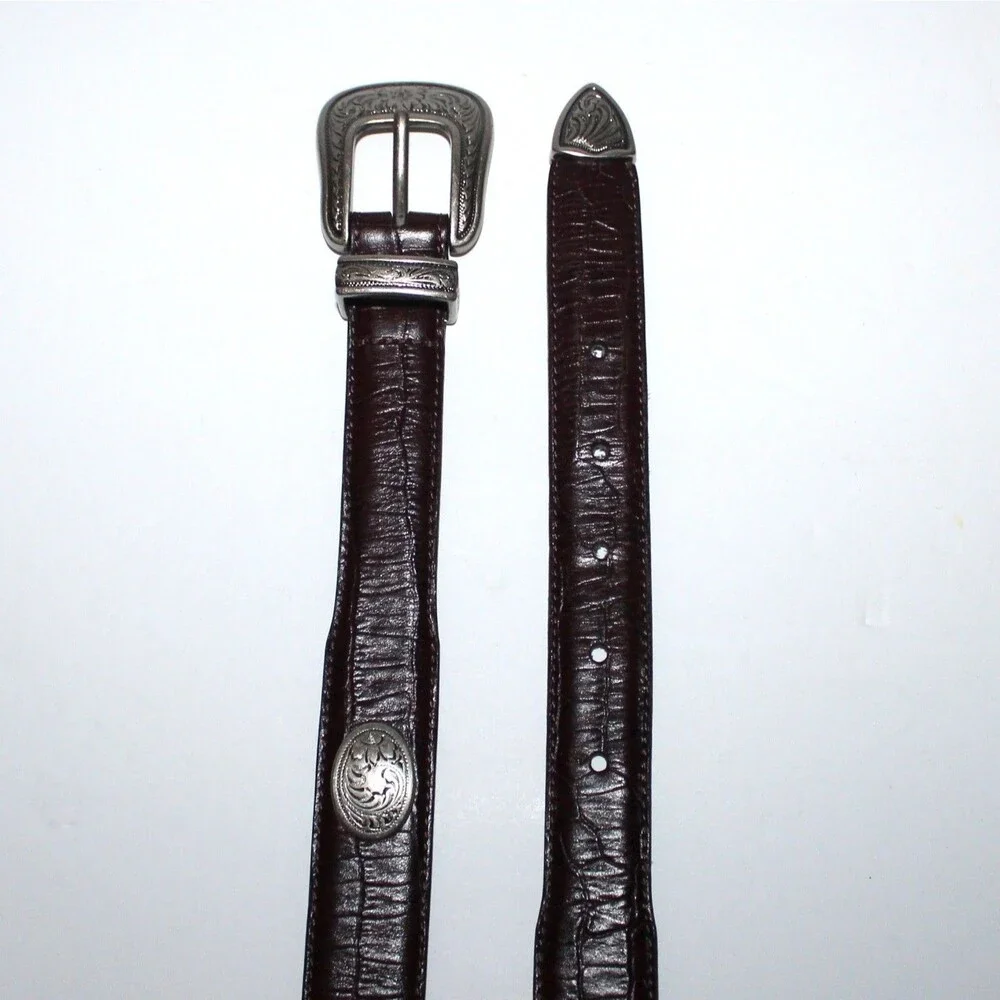 Women’s Leather Belt Small Medium 30 32 dark brown southwest western cowgirl